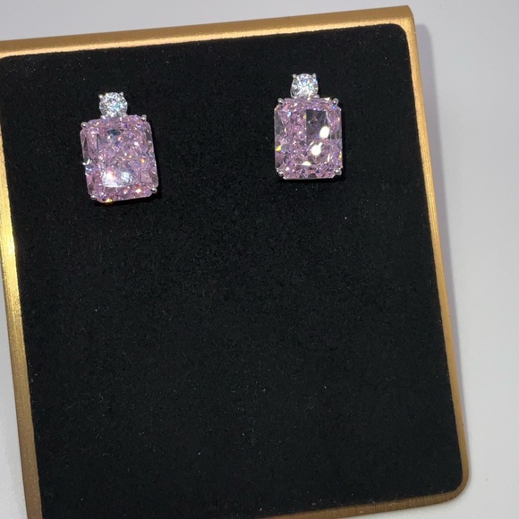 3.5ct Pink Sapphire Radiant Cut Earrings - Picture 12 of 15